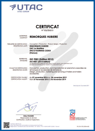 Certificat UTAC